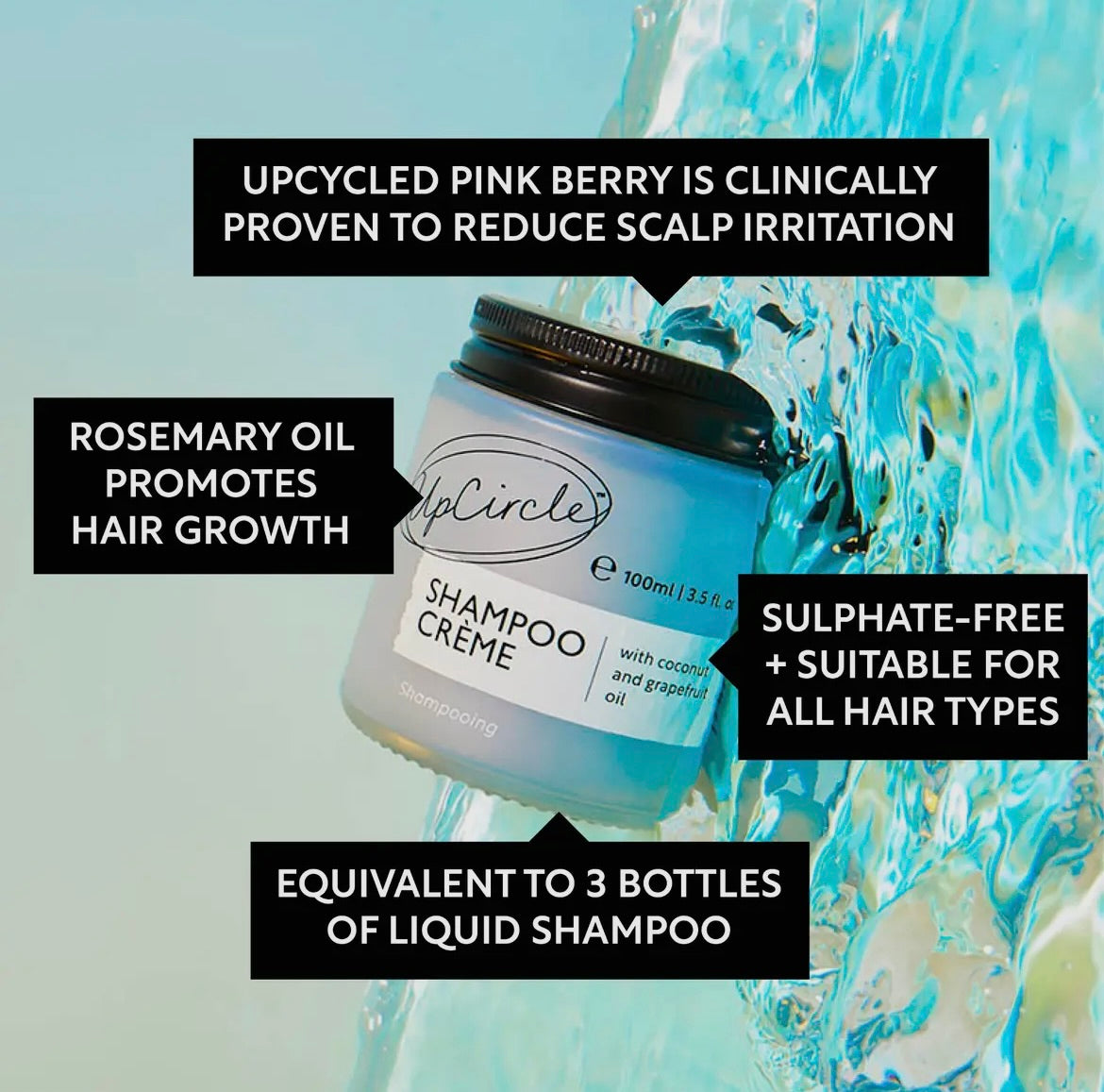 Vegan Refillable Shampoo Crème with Coconut + Grapefruit Oil